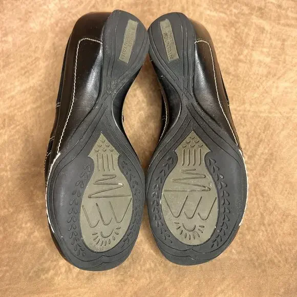 White Mountain Wedge Heel Suede Leather Clog Mules Black Slip On Gothic Peasant - Picture 7 of 10